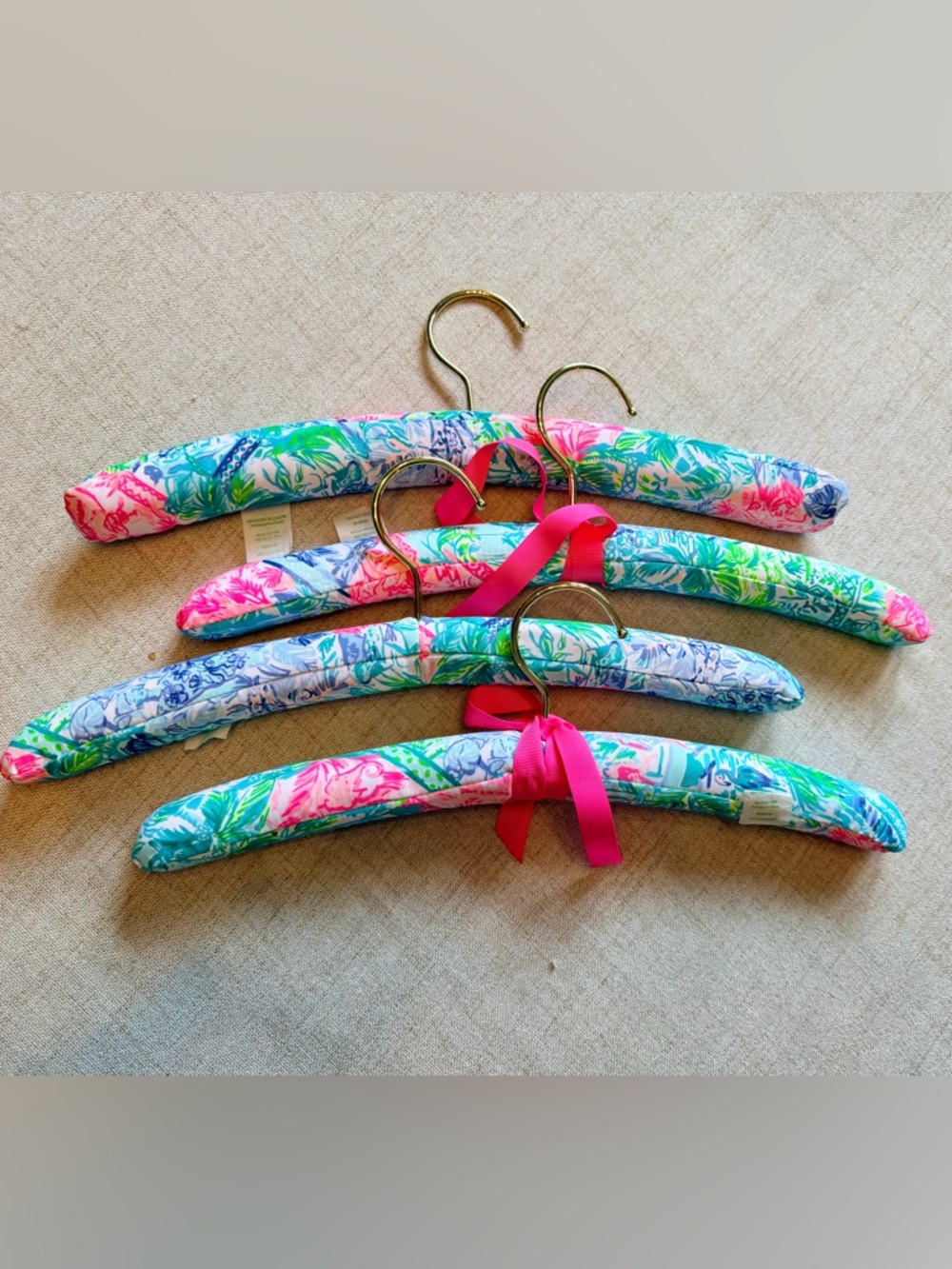 Lilly Pulitzer Floral Padded Velvet Hangers - Pink, Aqua & Blue (Set of 4)